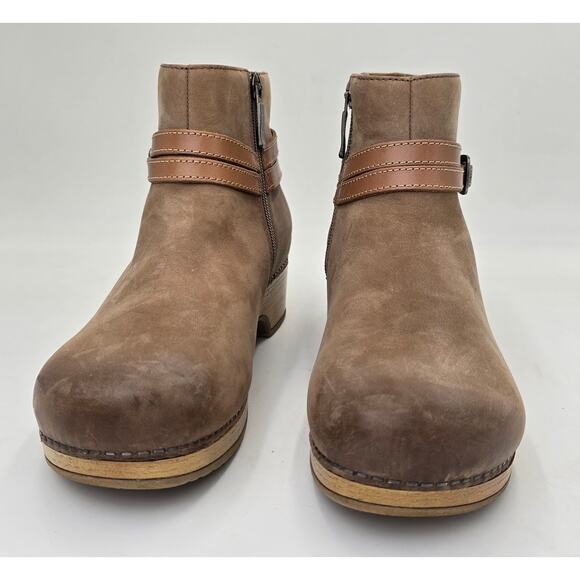 Dansko Brooks Ankle Platform Bootie Taupe Burnished Nubuck Women's 38 (7.5-8 US) - Picture 5 of 11